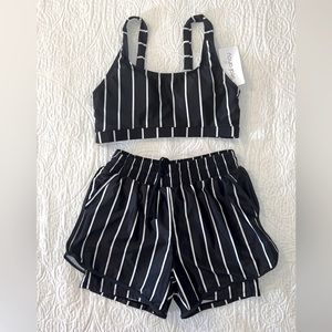 Black and white striped bikini set - size small